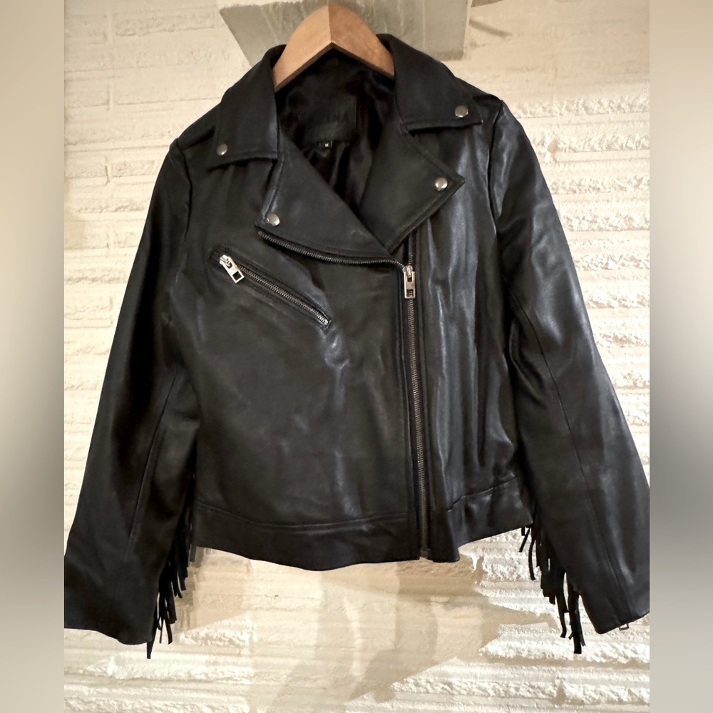 Portland Leather Black Fringe Motorcycle Jacket